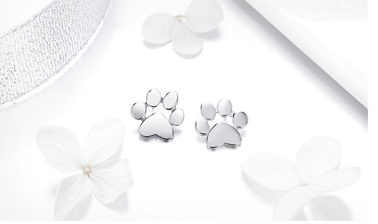 Silver Pawprint Earrings