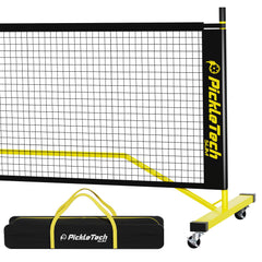 PICKLETECH 4.0 Slim Version Portable Pickleball Nets with Wheel - 22 FT USAPA Regulation Size for Outdoor Game Driveway Use - Includes Carrying Bag