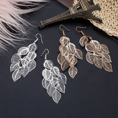 Hollow Leaf Drop Earrings