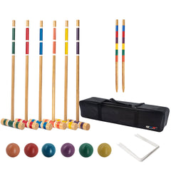 Classic Croquet Set with Wooden Mallets Lawn Game