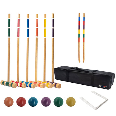 Classic Croquet Set with Wooden Mallets Lawn Game