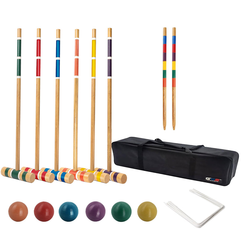 Classic Croquet Set with Wooden Mallets Lawn Game