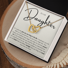 To My Daughter From Mom or Dad - Interlocking Hearts Necklace