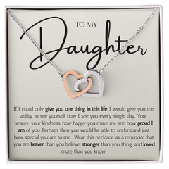 To My Daughter From Mom or Dad - Interlocking Hearts Necklace