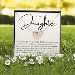 To My Daughter From Mom or Dad - Interlocking Hearts Necklace