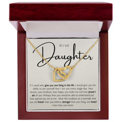 To My Daughter From Mom or Dad - Interlocking Hearts Necklace