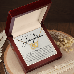 To My Daughter From Mom or Dad - Interlocking Hearts Necklace
