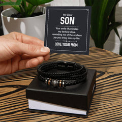 To My Dear Son - Your Smile - Mens Leather Bracelet