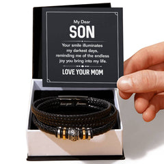 To My Dear Son - Your Smile - Mens Leather Bracelet