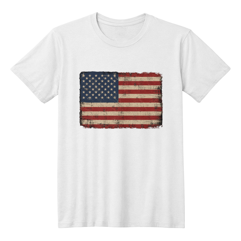 Adult Distressed American Flag T-Shirt