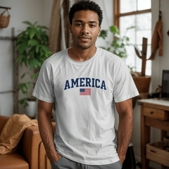 Adult America With Flag T-Shirt