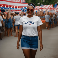Adult America With Flag T-Shirt