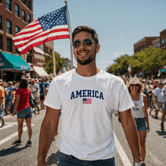 Adult America With Flag T-Shirt