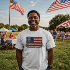 Adult Distressed American Flag T-Shirt