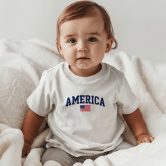 Baby Jersey America With Flag T-Shirt