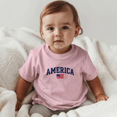 Baby Jersey America With Flag T-Shirt