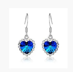 Ocean Heart Crystal Earrings