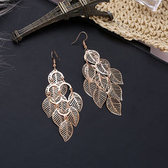 Hollow Leaf Drop Earrings