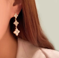Three-flower Four Leaf Earrings