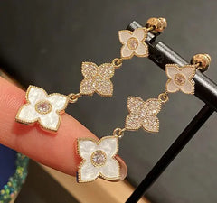 Three-flower Four Leaf Earrings